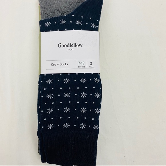 3 Pk Snowflake Crew Socks Casual Goodfellow - Picture 3 of 6